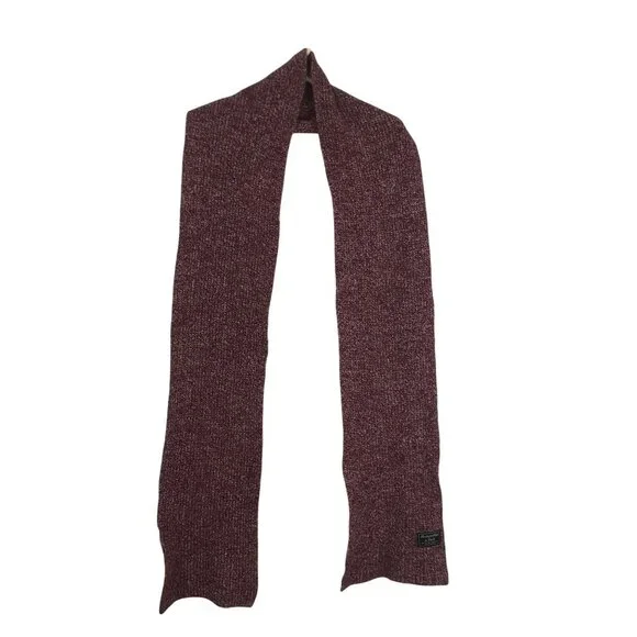 Abercrombie & Fitch Marled Burgundy Wool Blend Winter Scarf - Picture 4 of 7